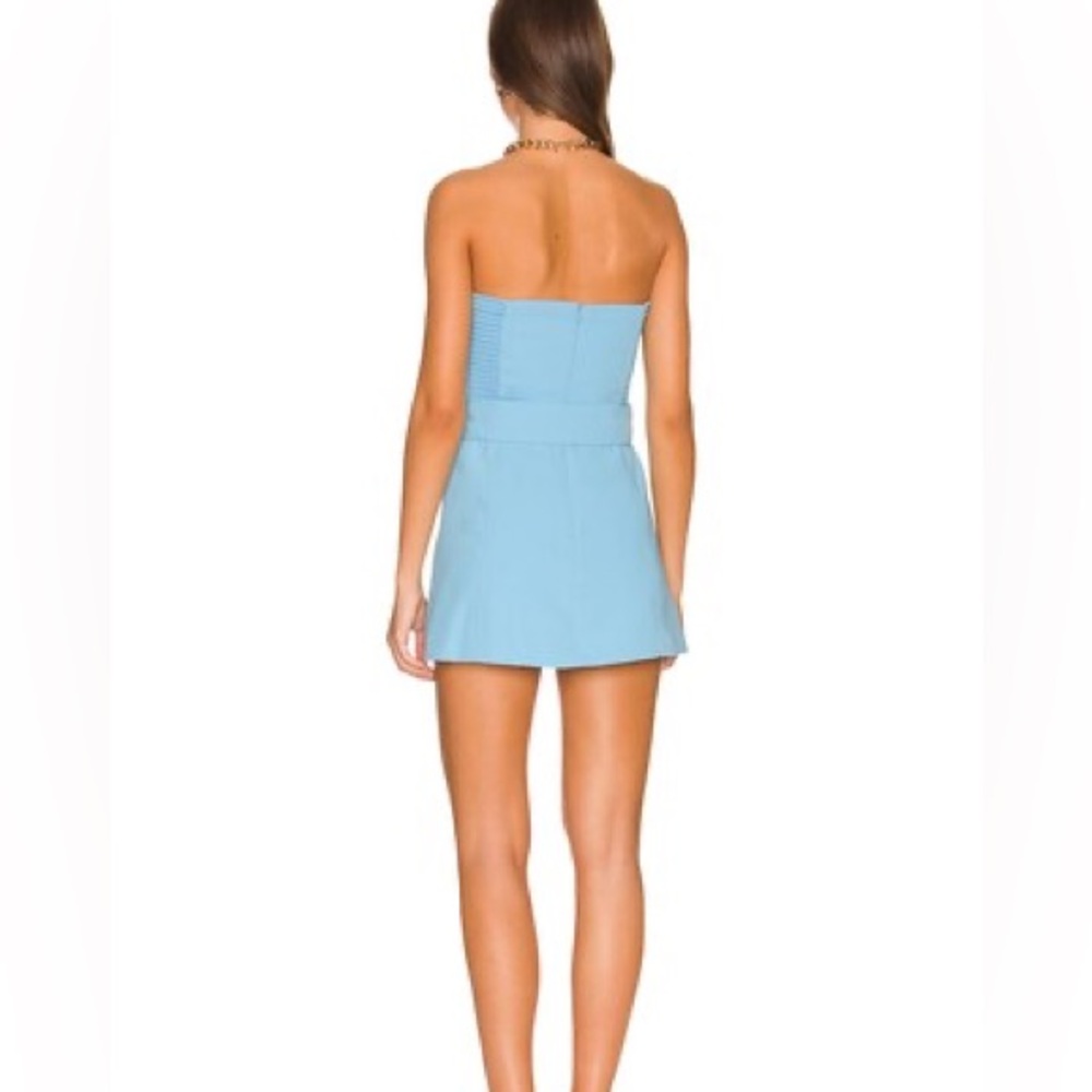Amanda Uprichard Strapless Mini Dress in Light Blue with Belt - Picture 4 of 5